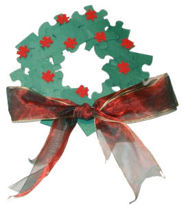 Corona de rompecabezas de navidad
