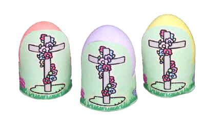 Porta huevos de Pascua con tema religioso