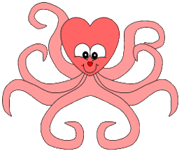 Manualidad con corazones de papel el pulpo