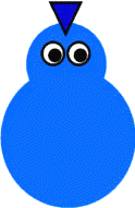 Pega los círculos de los ojos y el triángulo azul a la cabeza.