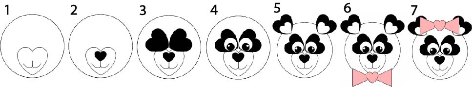Manualidad co plato de papel panda con corazones